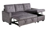 77 Inch Reversible Sectional Storage Sleeper Sofa Bed , L-Shape 2 Seat Sectional Chaise With Storage , Skin-Feeling Velvet Fabric