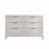 Antique White Finish 1pc Dresser with 6x Drawers Modern Bedroom Furniture, Reeded Fronts