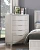 Antique White Finish 1pc Chest with 5x Drawers Modern Bedroom Furniture, Reeded Fronts