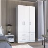 Sebree 71" High Armoire Wardrove Closet with 2 Drawers, Four Doors , Three Cabinet , Six Shelves and Hanging Rod