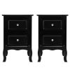 2pcs Country Style Two-Tier Night Tables Large Size Black (Same model: 46330063)