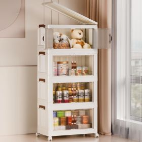 4-layer covered plastic storage box, with a total of 320QT closet organizer and stackable and foldable storage space