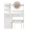 Fashion Vanity Desk with Mirror and Lights for Makeup and Cushioned Chair