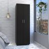 Armoire-organiser 70.8"H, Two Shelves, Rod, Double Door Cabinet Armoire, Black
