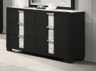 1pc Contemporary Dresser Six Drawers Metal knobs Black White Finish Bedroom Wooden Furniture