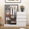 Wardrobe with 4 Drawers and 3 Shelves,White