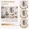 Fashion Vanity Desk with Mirror and Lights for Makeup and Cushioned Chair