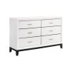 Modern Contemporary White Finish Storage Dresser of 6x Drawers 1pc Wooden Bedroom Furniture