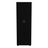 Armoire-organiser 70.8"H, Two Shelves, Rod, Double Door Cabinet Armoire, Black