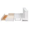 Queen Size Mobile Murphy Bed with Drawer and Little Shelves on Each Side,White