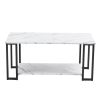 Coffee Table, 2 Layers 1.5cm Thick Marble MDF Rectangle 39.37" L Tabletop Iron Coffee Table , Dining Room, Coffee Shop, Resterant, White Top