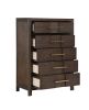 Modern Style 5-Drawer Chest Made with Wood in Walnut