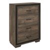 Rustic Dark Ebony Finish 1pc Chest of 4 Drawers Wooden Bedroom Modern Furniture Mahogany Finished Wood Planks