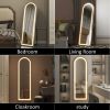 LED aluminum alloy frameless right angled arched silver full-length mirror with stand 63 * 20 * 1 inch Bathroom Vanity Mirror for Bedroom Entryway