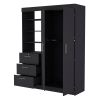 Black 3-Drawer Armoire