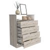 Four Drawer Dresser Wuju, Bedroom, Light Gray / White