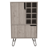 L Bar Single Door Cabinet, Eight Built-in Wine Rack, Four Legs, Light Gray