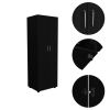 Armoire-organiser 70.8"H, Two Shelves, Rod, Double Door Cabinet Armoire, Black