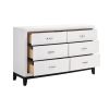 Modern Contemporary White Finish Storage Dresser of 6x Drawers 1pc Wooden Bedroom Furniture