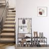 5-layer shoe rack, suitable for entrances, narrow shoe racks, jackets, and shoe racks, with 8 hooks