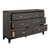 Contemporary Design 1pc 6-Drawers Dresser Gray Finish Polished Hardware Wooden Bedroom Furniture
