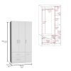Sebree 71" High Armoire Wardrove Closet with 2 Drawers, Four Doors , Three Cabinet , Six Shelves and Hanging Rod
