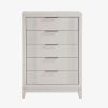 Antique White Finish 1pc Chest with 5x Drawers Modern Bedroom Furniture, Reeded Fronts