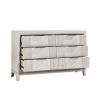 Antique White Finish 1pc Dresser with 6x Drawers Modern Bedroom Furniture, Reeded Fronts