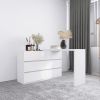 Extended Desktop 6 Drawers Chest of Drawer without Handle White Color Vanity