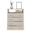 Four Drawer Dresser Wuju, Bedroom, Light Gray / White