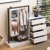 Wardrobe with 4 Drawers and 3 Shelves,White