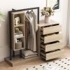 Wardrobe with 4 Drawers and 3 Shelves,Natural