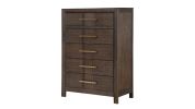 Modern Style 5-Drawer Chest Made with Wood in Walnut