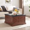 Farmhouse Coffee Table, Square Wood Center Table with Large Hidden Storage Compartment for Living Room