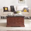 Farmhouse Coffee Table, Square Wood Center Table with Large Hidden Storage Compartment for Living Room