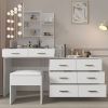 Large Makeup Vanity with Lights, Vanity Table with Charging Station, Vanity Desk with Mirror and 10 LED Light Bulbs