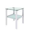 Glass two layer tea table;  small round table;  bedroom corner table;  living room white side table